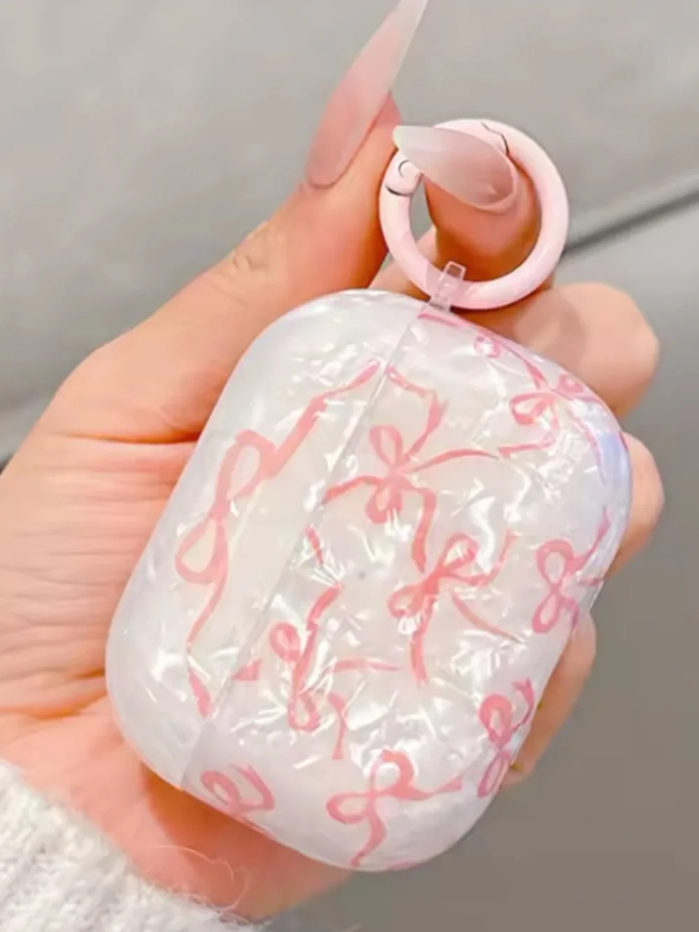 Airpods 4 Case Cute Glitter Bow knot Shell pattern Crystal Soft Clear